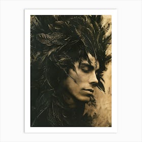 Whimsical Dark Feathers Man 14 Art Print