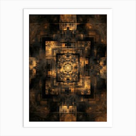 Abstract Golden Buddhist Temple Art Print