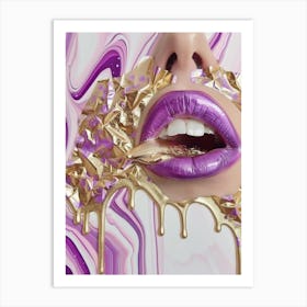 Gold Lips 12 Art Print