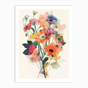 Gerbera Daisy 3 Collage Flower Bouquet Art Print