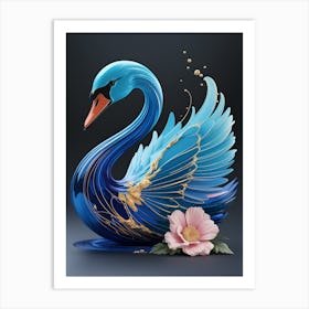 Blue Swan Art Print