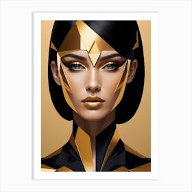 Geometric Woman Portrait Luxury Gold (3) Art Print
