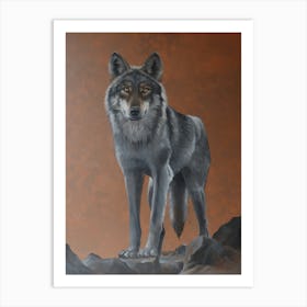 Wolf On Top Of The Mountain Art Print