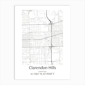 Clarendon Hills,United States Minimalist Map 1 Art Print