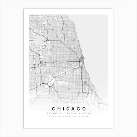 Chicago Illinois USA White Map Art Print