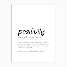 Positivity Definition Poster - Dictionary Art Print