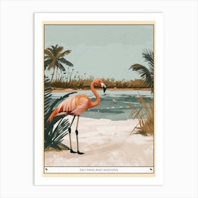 Greater Flamingo Salt Pans And Lagoons Tropical Illustration 8 Poster Art Print