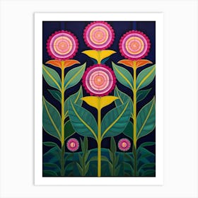 Flower Motif Painting Globe Amaranth Art Print