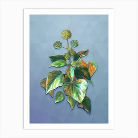 Vintage Common Ivy Botanical Art on Summer Song Blue n.0268 Art Print