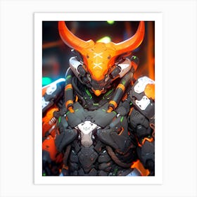 Horned Robot Bull Art Print