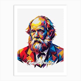 Charles Darwin 2 Portrait WPAP Pop Art Art Print