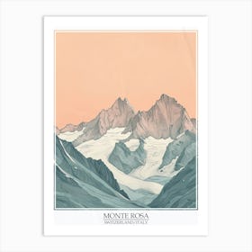 Monte Rosa Switzerland Italy Color Line Drawing 1 Poster Art Print