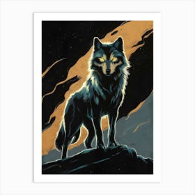 Wolf In The Night Art Print