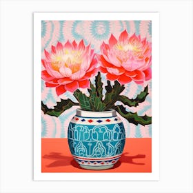 Cactus Painting Maximalist Still Life Gymnocalycium Cactus 2 Art Print