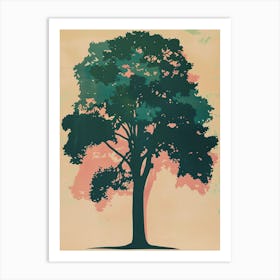 Boxwood Tree Colourful Illustration 4 Art Print