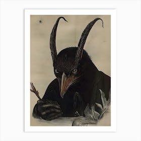 Dark Gothic Horned Owl Art Print