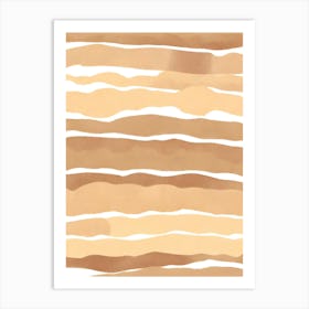 Beige Stripes brown watercolor Art Print