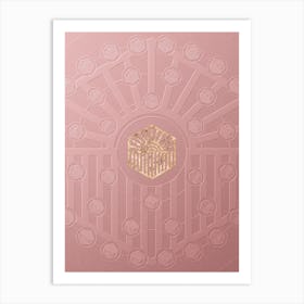 Geometric Gold Glyph on Circle Array in Pink Embossed Paper n.0188 Art Print