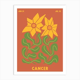 Cancer Print Zodiac Poster Astrology Wall Decor Flower Market Botanical Art Print