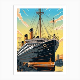 Titanic Ship Bow Illustration 6 Art Print