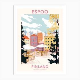 Espoo, Finland, Flat Pastels Tones Illustration 1 Poster Art Print