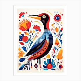 Scandinavian Bird Illustration Cormorant 1 Art Print