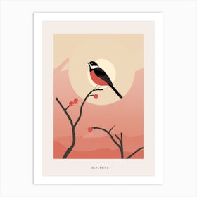 Minimalist Blackbird 3 Bird Poster Art Print