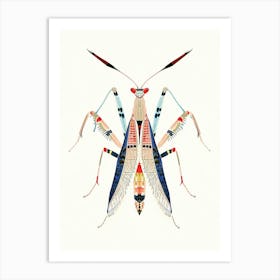Colourful Insect Illustration Praying Mantis 5 Art Print