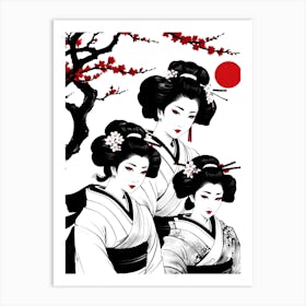 Traditional Japanese Art Style Geisha Girls 2 Art Print