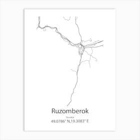 Ruzomberok,Slovakia Minimalist Map Art Print