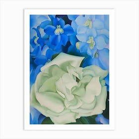 Georgia O'Keeffe- White Rose With Larkspur, No. 2 Art Print