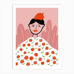 Illustration Of A Woman With Apples Art Print