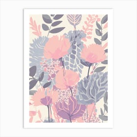 Pastel Floral Wallpaper Art Print