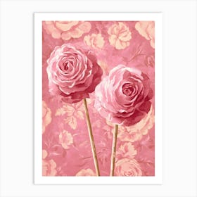 Pink Roses On Sticks Art Print