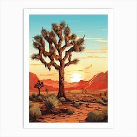  Retro Illustration Of A Joshua Tree At Dawn In Desert 2 Art Print