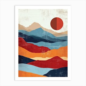 Sunset In The Mountains 456, Minimalism Art Print