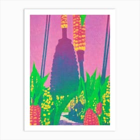 Corn Risograph Retro Poster vegetable Art Print