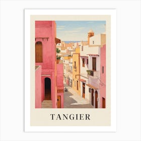 Tangier Morocco 2 Vintage Pink Travel Illustration Poster Art Print