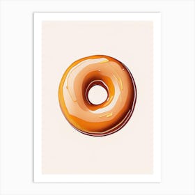 Caramel Glazed Donut Abstract Line Drawing 3 Art Print