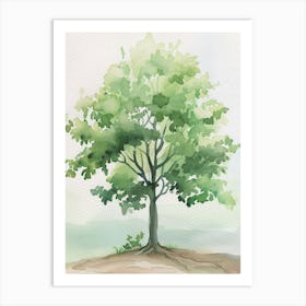 Paulownia Tree Atmospheric Watercolour Painting 2 Art Print