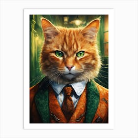 Cat In A Suit Art Print