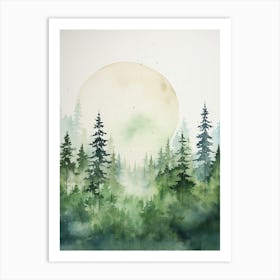 Watercolour Painting Of Bialowieza Forest   Poland And Belarus2 Art Print