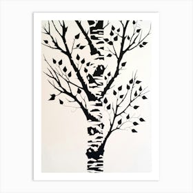 Birch Tree Simple Geometric Nature Stencil 2 Art Print