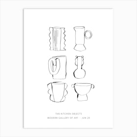 Kitchen Objects White Art Print