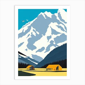 Kicking Horse, Canada Midcentury Vintage Skiing Poster Art Print