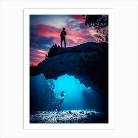 Under Seabed Blue Rock Art Print