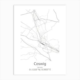 Coswig,Germany Minimalist Map Art Print