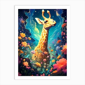 Giraffe In The Forest Art Print