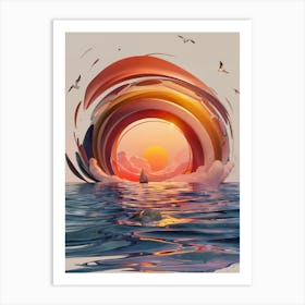 Rainbow Over The Ocean Art Print