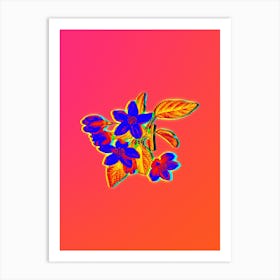 Neon Crabapple Botanical in Hot Pink and Electric Blue n.0500 Art Print